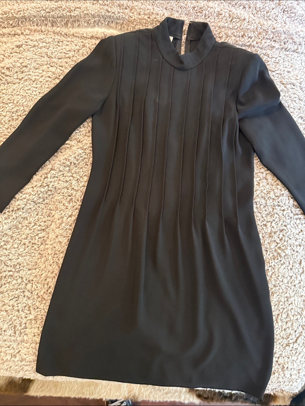 Warren Petites Black Long Sleeve Mock Neck Dress